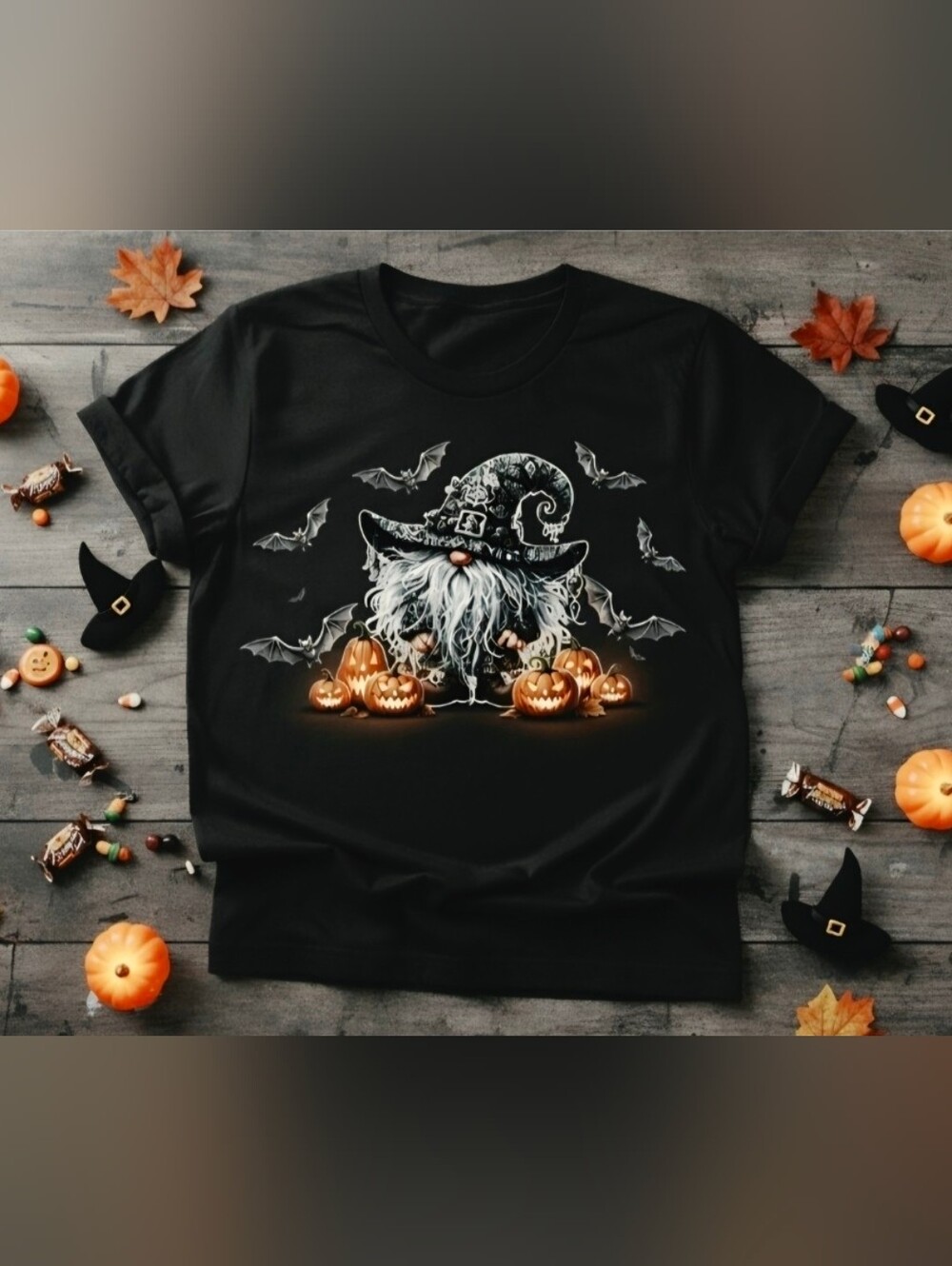 Halloween Gnome Witch Tee | Spooky Fall Pumpkin Shirt | Cute Witchy Graphic Top